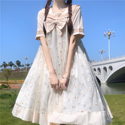 taobao agent Genuine design Japanese spring navy dress, Lolita style