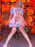 Halloween COS Trang Phục Alice Xanh Xứ Sở Thần Tiên Cô Gái Loli Dễ Thương Người Giúp Việc Đầm COSplay