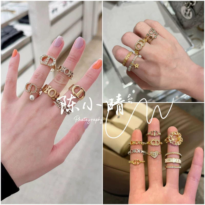 Dior, классическое кольцо с жемчужиной и буквами, алмазная инкрустация, для возлюбленного