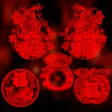 2023 Год кроличьего цветового благословения украшения персонажа Статическая наклейка Статическая наклейка новогоднее окно цветок Новый год наклейка Стеклянная дверь наклейка весенняя фестиваль наклейка