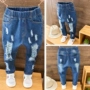 Quần jeans bé trai 2019 xuân hè mới cho bé phiên bản Hàn Quốc mùa thu quần mỏng phần bé bé quần âu nam - Quần jean quần jean lửng trẻ em