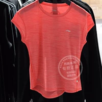 Li Ning nữ tay ngắn mùa hè 2018 đào tạo nhanh quần áo thể thao cổ tròn áo thun thể thao ATSN068-1-2-3 - Áo phông thể thao áo thể thao nam có cổ