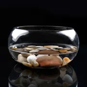 Máy tính để bàn bể cá sinh thái tròn trống xi lanh thủy tinh vàng bể cá rùa bể máy tính để bàn nước trồng chậu nước xanh bình thủy canh - Vase / Bồn hoa & Kệ