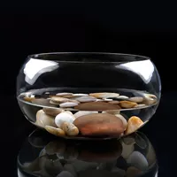 Máy tính để bàn bể cá sinh thái tròn trống xi lanh thủy tinh vàng bể cá rùa bể máy tính để bàn nước trồng chậu nước xanh bình thủy canh - Vase / Bồn hoa & Kệ giỏ trồng lan