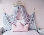 Phong cách Hàn Quốc đơn giản trang trí công chúa giường trampoline rèm giường thanh lịch màu xám cung sợi trang trí với kệ