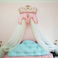 Giường trampoline rèm giường tấm màn che 幔 tòa ins công chúa Châu Âu Mỹ retro hit màu tóc đôi bóng với khung móc màn gió đẹp