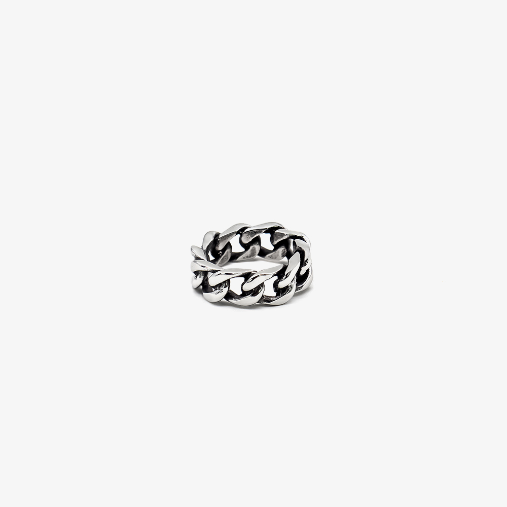 Thai Silver Mahua Ring / 7the republic of korea Simplicity Cold wind Retro Make old Taiyin Rough technology Titanium steel Food ring chain Hemp flowers Ring men and women