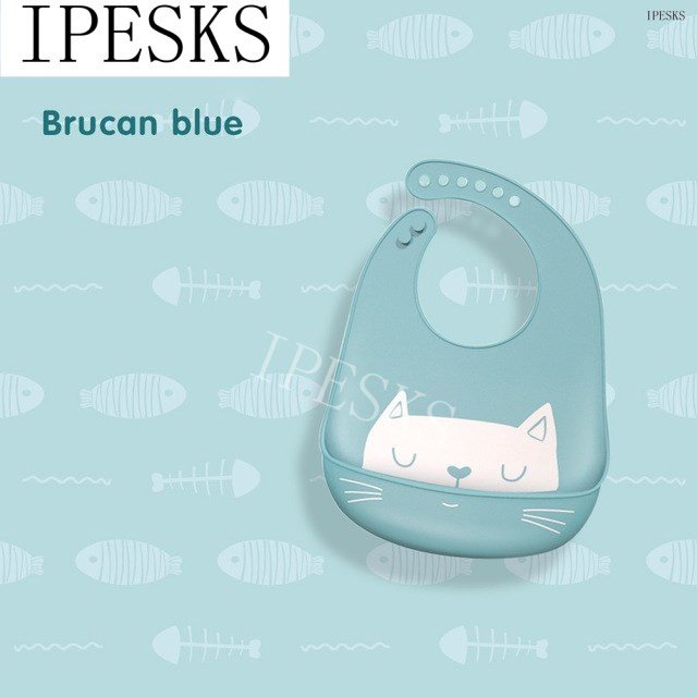 Blue&Gray&CatSiliconebibsBabyNewbornBoybibGirlSalivaTowelInfant
