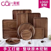 Gỗ óc chó đen pallet gỗ rắn hình chữ nhật bằng gỗ món ăn Nhật Bản nhỏ khay đĩa cuối đĩa hộ gia đình tấm gỗ - Tấm