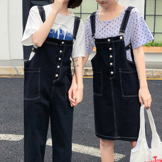 闺蜜装背带裤女生牛仔背带裙子韩版学生学院风2019春装姐妹装下装