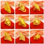 Nhẫn nữ mạ vàng phần dài 24k phai màu hoang dã Việt Nam mô phỏng vàng 999 rỗng mở bướm lưới màu đỏ nhẫn cưới vàng 18k