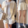 Cotton và linen thai sản shorts mùa hè mặc lỏng kích thước lớn phụ nữ mang thai quần dạ dày lift quần xà cạp Hàn Quốc thai sản dress mùa hè ăn mặc quần lót bầu