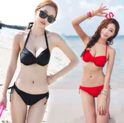 Bộ đồ bơi nữ màu đen trắng hồng đỏ tím mẫu bikini bộ ba điểm gợi cảm hai phần cơ thể thuần khiết kiểu thu thập - Bikinis
