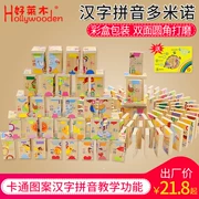 Giáo dục sớm cho trẻ em sức mạnh trí tuệ đồ chơi 100 mảnh domino xây dựng khối chữ Trung Quốc Nhận thức Hán Việt Daquan