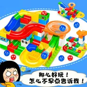 Trẻ em trượt đồ chơi giáo dục theo dõi khối đồ chơi hạt lớn lắp ráp Lego slide ball track nam và nữ