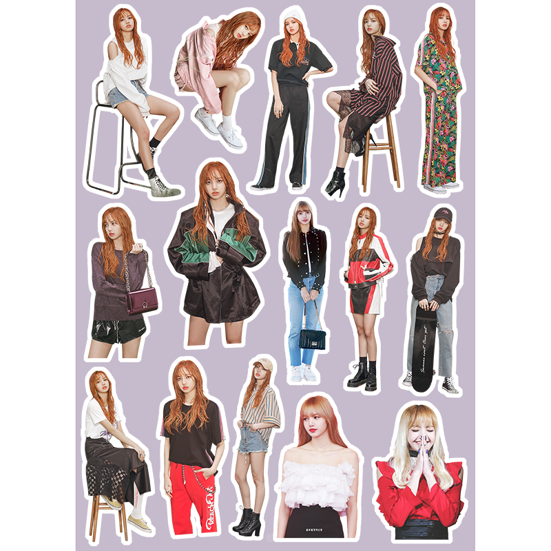 LisaYG.BlackpinkJISOOJENNIELISARos é Funny expression waterproof mobile phone Stickers