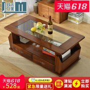 Tempered glass bàn cà phê hình chữ nhật căn hộ nhỏ phòng khách gỗ veneer đồ nội thất hiện đại Của Trung Quốc bàn cà phê gỗ