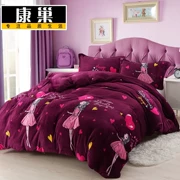 Lông cừu dày hai mặt một mảnh quilt flannel sang trọng flannel quilt cover đơn đôi