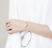Sakura Bạc Vòng Đeo Tay 925 Sterling Silver Nữ Thần Tính Thái Bạc Vòng Đeo Tay Nhỏ Tươi Mở Flower Bracelet Gửi Bạn Bè Món Quà
