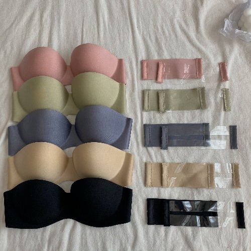 Pinkundergarment covering the chest and abdomen Bras female 2021 summer new pattern Wireless  Gather together Breast wrapping No trace Strapless Beautiful back Underwear Bra