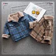 Bé trai áo len cashmere mùa thu và mùa đông ấm áp trẻ em Hàn Quốc cộng với áo khoác lông mịn bé dày áo khoác nước ngoài