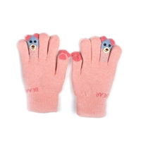 Флисовые розовые перчатки, с медвежатами