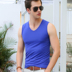Mùa hè của nam giới rộng vai vest bông mỏng chặt chẽ căng tay thể dục thể thao màu rắn dưới áo sơ mi Áo vest cotton