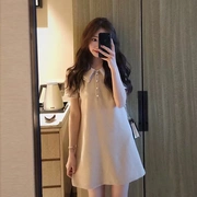 Phụ nữ Hàn Quốc 2019 hè mới váy ngắn ngắn đại học gió tính tình ngọt ngào thả lỏng đầm mỏng - Váy eo cao