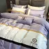 Bộ đồ giường cotton bốn mảnh kiểu kinh doanh đơn giản theo phong cách châu Âu 笠 Khăn trải giường thêu chăn trải giường 1,8m - Bộ đồ giường bốn mảnh Bộ đồ giường bốn mảnh
