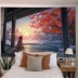 Phong cảnh Nhật Bản đẹp nền vải ins phòng ngủ phòng tường đầu giường ký túc xá trang trí tường vải treo vải lưới màu đỏ thảm decor Tapestry