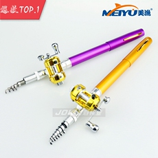 Ice удочкой 迷你钓鱼竿便携钢笔式鱼竿钢笔袖珍冰钓海钓鱼杆碳素1米鼓轮抛竿