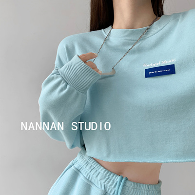 taobao agent Short spring summer sweatshirt, jacket, with embroidery, 2022 collection, long sleeve