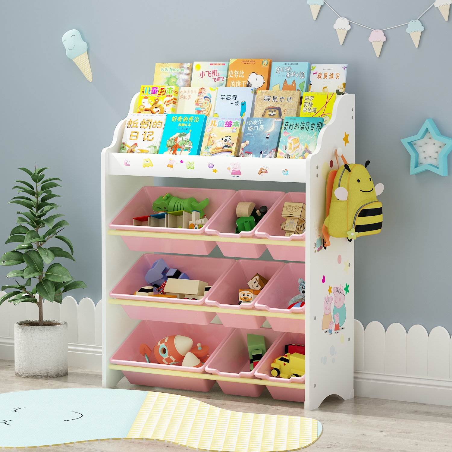 цветные стеллажи для детской комнаты