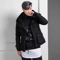 Mùa đông mới của Hàn Quốc phiên bản của vô hình flash trăng triều nam dây kéo cá tính mũ lớn đa túi Slim coat coat jacket áo khoác kaki nam
