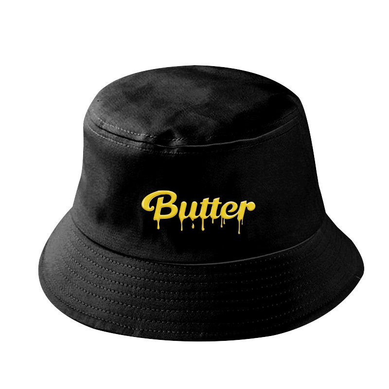 Black - B2021 summer Korean version Bulletproof Youth League single Butter butter originality written words LOGO printing Fisherman hat