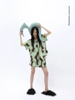 Mei 伢 Fuzzykon Home Funishing Series Оригинальная свежая и нежная зеленая печать свободная пижама костюм