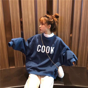 加绒卫衣女韩版潮宽松2020春季领套头学生上衣秋冬季加厚ins