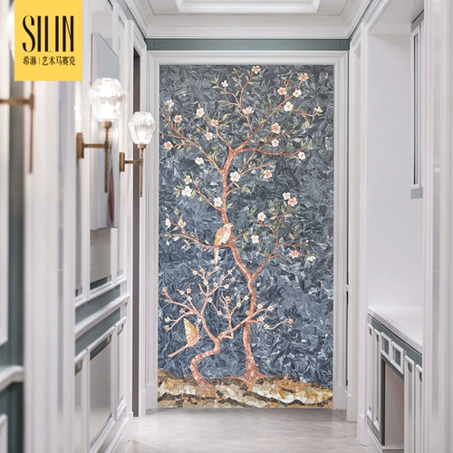 Арт -роспись мраморная мозаика режущая каменная мозаичная головоломка Новая китайская фоновая стена крыльца