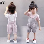 2019 bé mới mùa hè đầm 0-4 tuổi nữ bé yếm phù hợp với tay áo ngắn hai mảnh nhỏ bé gái quần áo - Khác