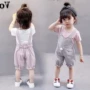 2019 bé mới mùa hè đầm 0-4 tuổi nữ bé yếm phù hợp với tay áo ngắn hai mảnh nhỏ bé gái quần áo - Khác thời trang be gái 10 tuổi