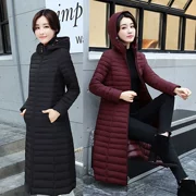 Áo khoác lửng cotton nữ mùa đông mới 2018 dài qua áo khoác cotton đầu gối Phiên bản Hàn Quốc của áo khoác cotton dày mỏng - Bông