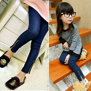 Mùa thu 2019 phiên bản Hàn Quốc của phụ nữ mới dây kéo quần áo trẻ em trẻ em quần trẻ em quần bút chì quần jeans chân quần - Quần