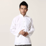 Tang phù hợp với nam phong cách Trung Quốc cotton Tai Chi quần áo phong cách Trung Quốc Hanfu phong cách quốc gia cũ thô vải dài tay áo đáy áo sơ mi