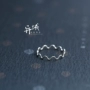 [Xi Xia. 】 Bạc Thái 925 sterling bạc trang sức handmade bạc ring sóng nữ nhẫn đơn giản nhẫn bạc nam