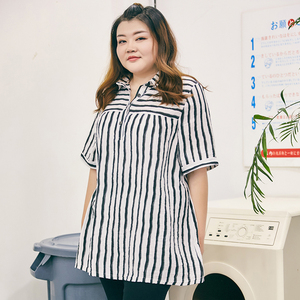 膘 儿 妃 kích thước Lớn chất béo của phụ nữ mm bìa thịt mùa hè ăn mặc cộng với phân bón XL 300 kg chất béo sọc lỏng áo sơ mi