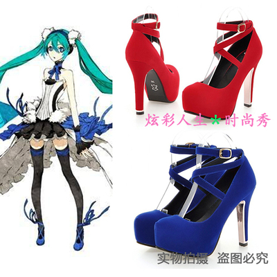 taobao agent ◆ VOCALOID/V Hatsune Miku Future Seventh Dragon God COSPLAY red and blue high heel Hatsune Miku