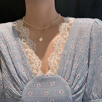 Ретро ожерелье из жемчуга, расширенная подвеска, дизайнерская цепочка до ключиц, французский стиль, популярно в интернете, простой и элегантный дизайн, изысканный стиль