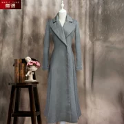 Jinghua Yanyun Thời Trang Slim Len Jacket Coat Eo Màu Xám Dài của Phụ Nữ Ma Thuật 2017 Mùa Đông Phong Cách Mới