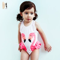 Áo tắm cho trẻ em Flamingo Simi Tình yêu Ins Áo tắm cho cha mẹ và trẻ em White Swan Áo tắm cho trẻ em Áo tắm Xiêm đồ bơi tay dài cho bé gái
