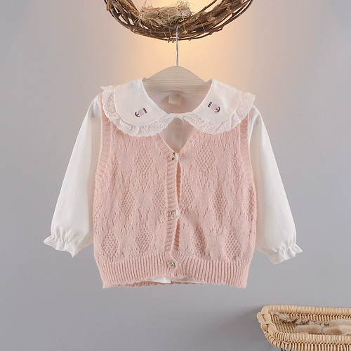 Осенний детский комплект, шерстяной жилет, хлопковая рубашка, 1-2-4 лет